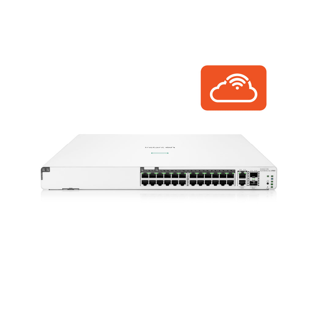 HPE Networking Instant On 1960 20p Gigabit CL4 4p Gigabit CL6 PoE 2p 10GBT 2p SFP+ 370W Switch (JL807A)